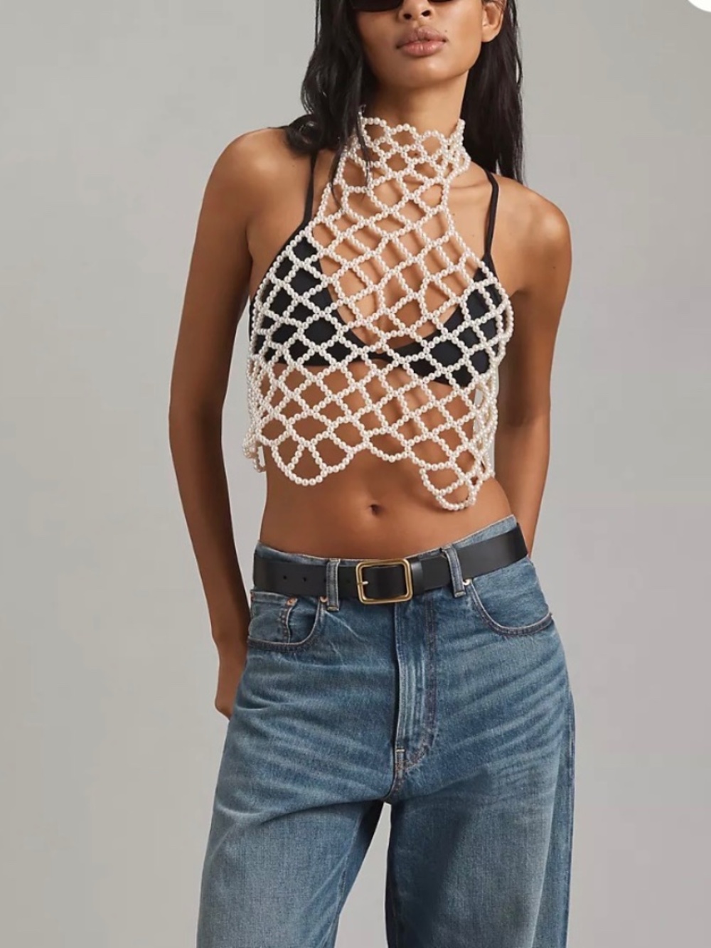 Anthropologie pearl halter top